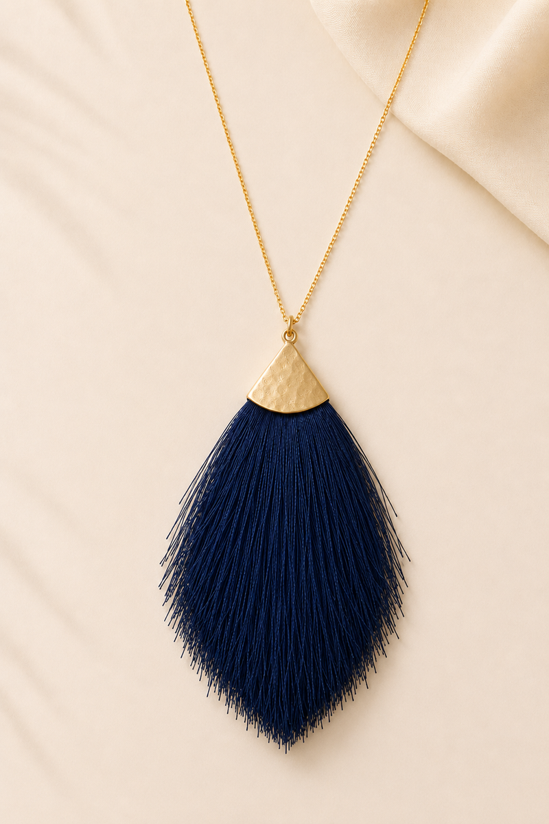 Passion Statement - Tassel Necklace in Navy