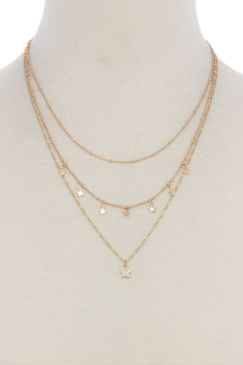 After Glow - Layered Star Necklace Gold
