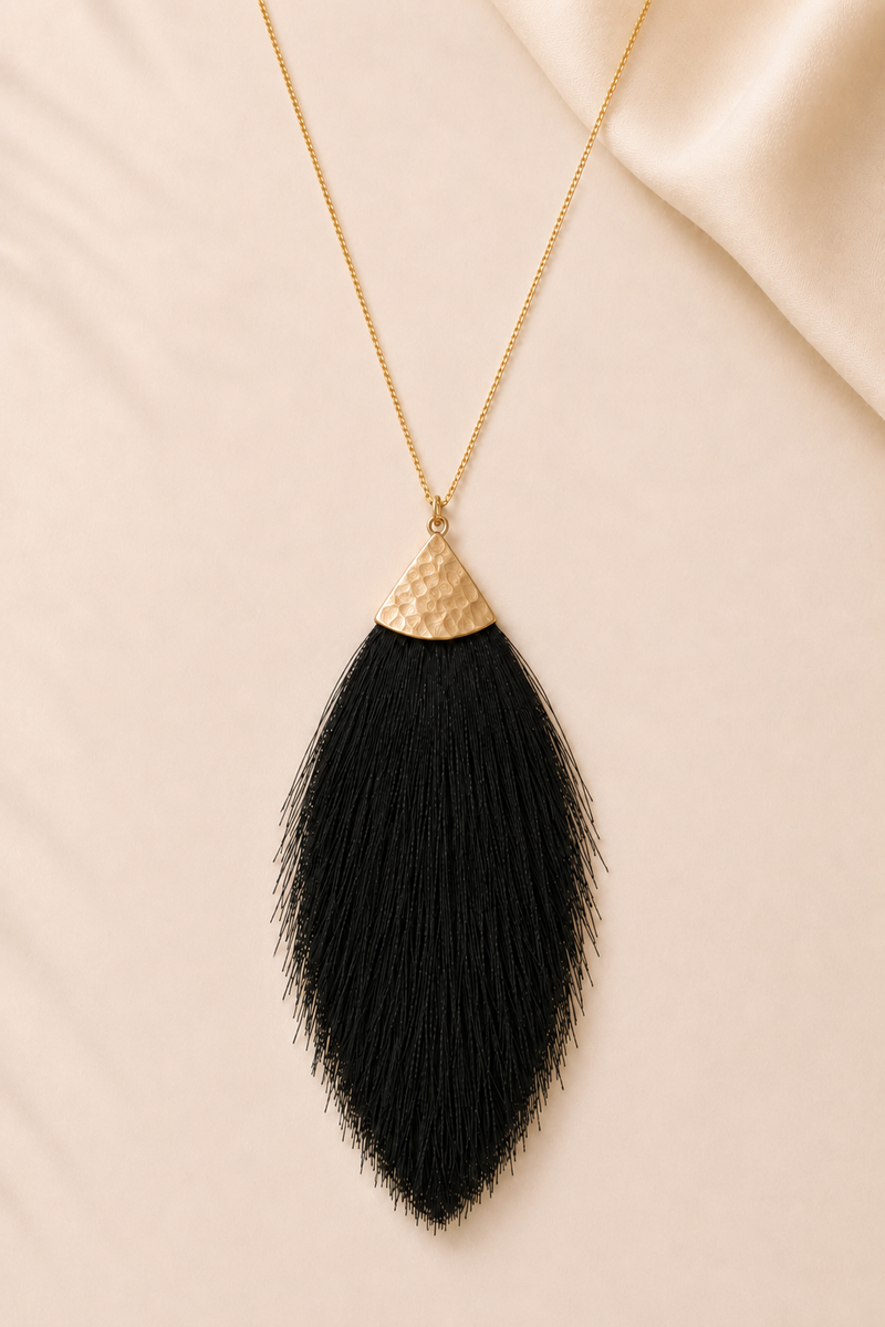 Passion Statement - Tassel Necklace in Black