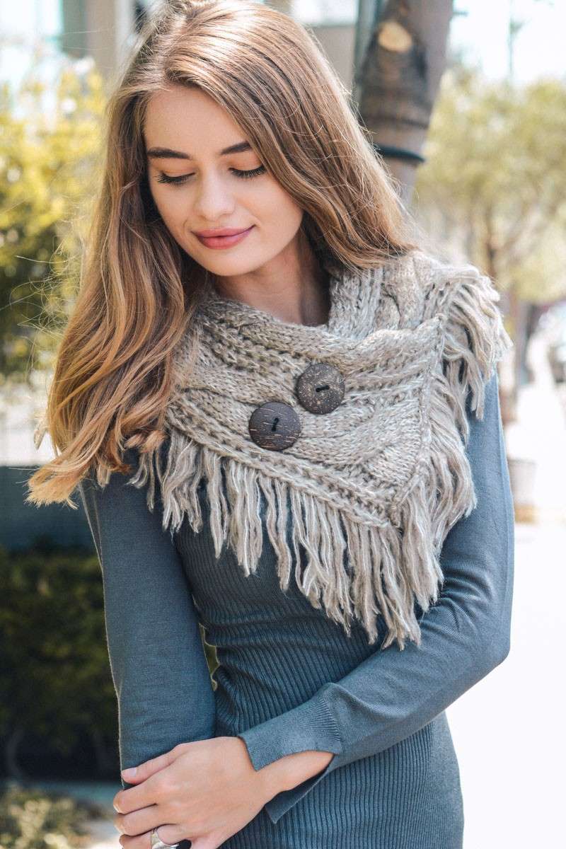 Cozy Over You - Fringe Shoulder Wrap in Mocha