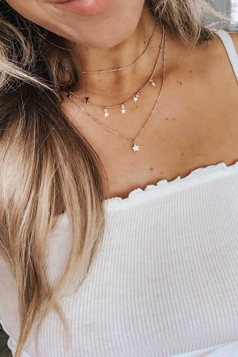 After Glow - Layered Star Necklace Gold