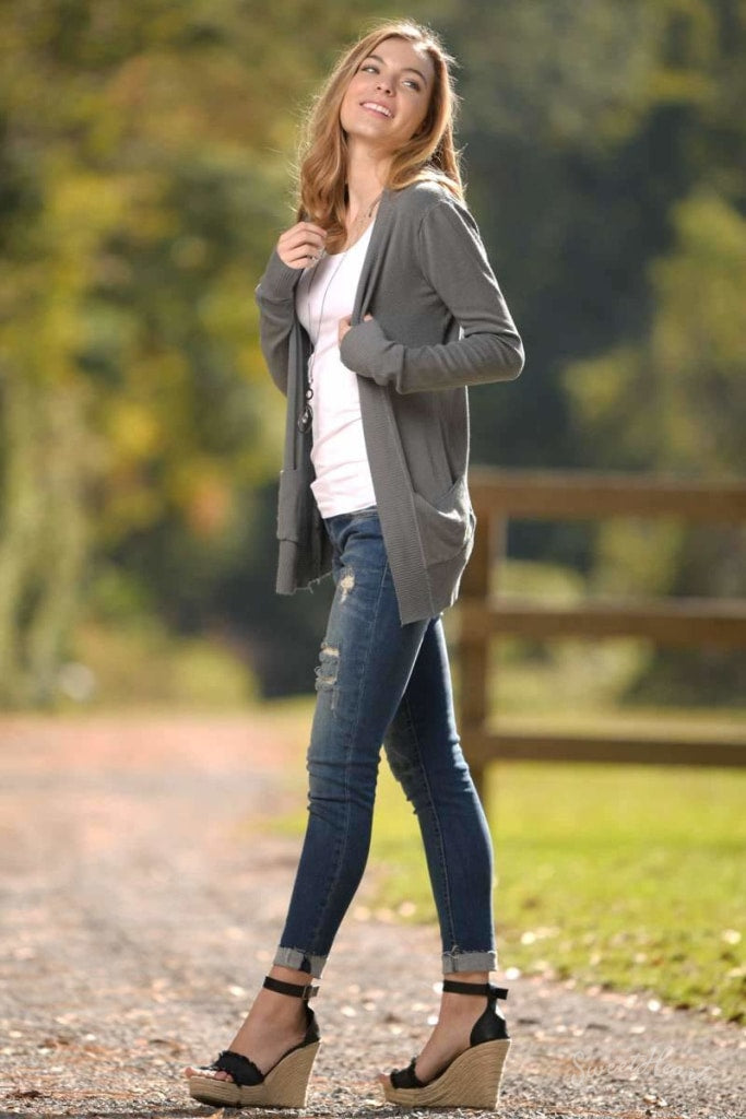 Changing Seasons Cardigan Sweater - Charcoal