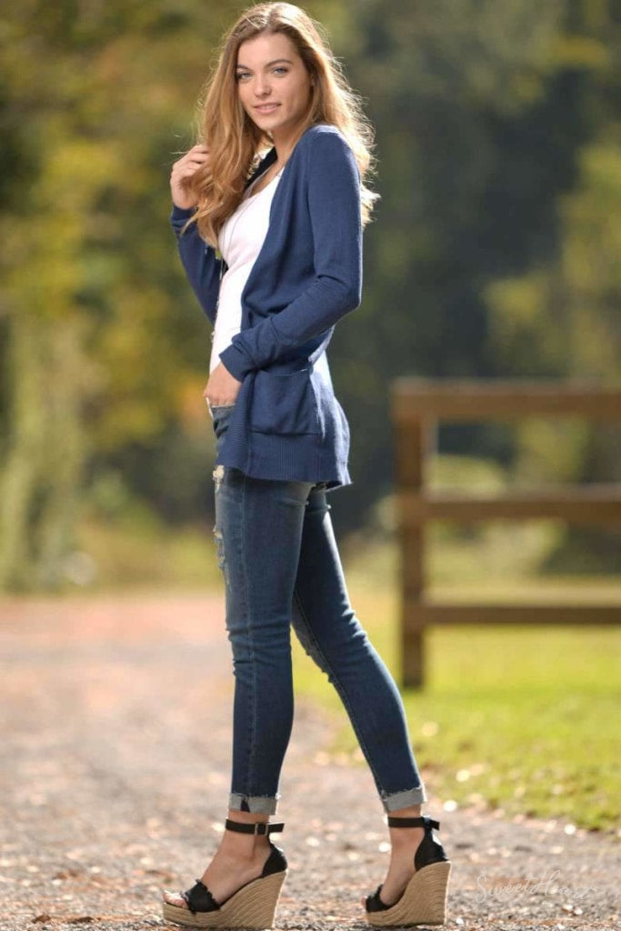 Changing Seasons Cardigan Sweater - Navy