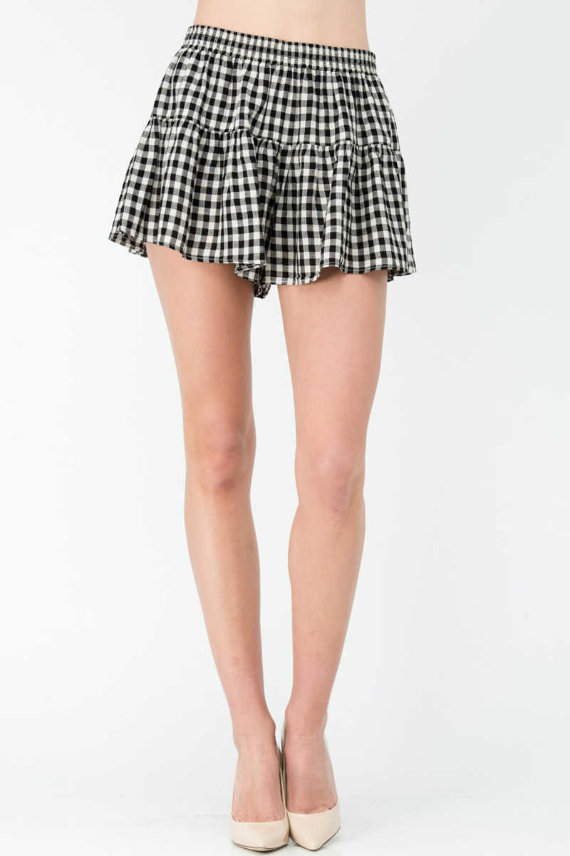 Country Confident - Gingham Skort Black