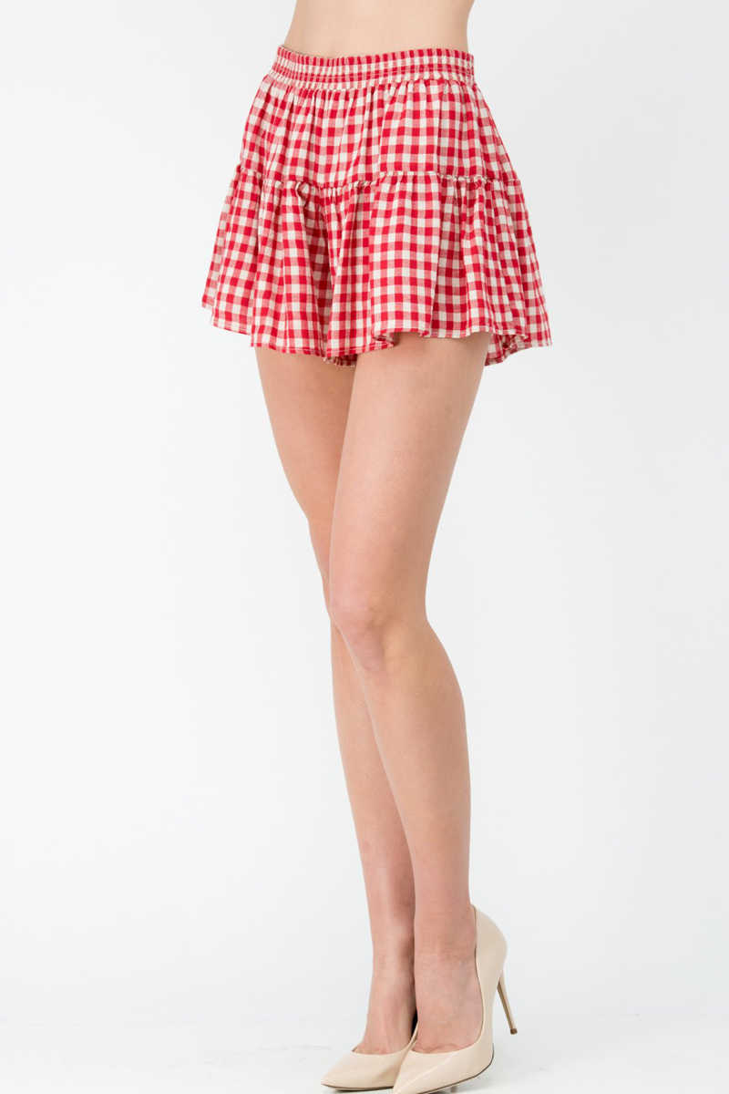Country Confident - Gingham Skort Red