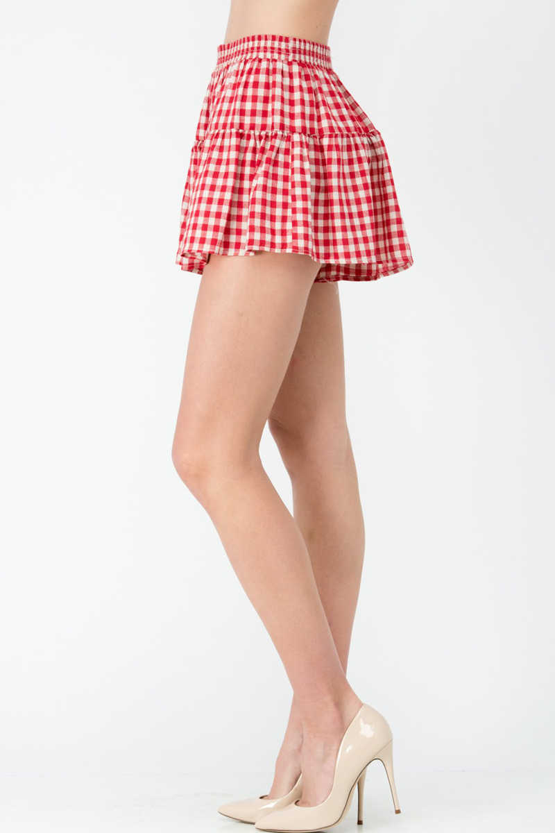 Country Confident - Gingham Skort Red