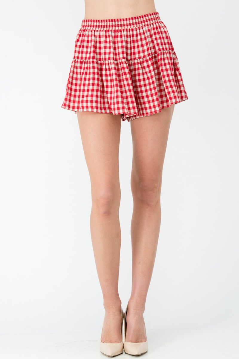 Country Confident - Gingham Skort Red