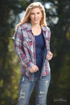 Country Kiss - Flannel Blue & Red Shirt Tops