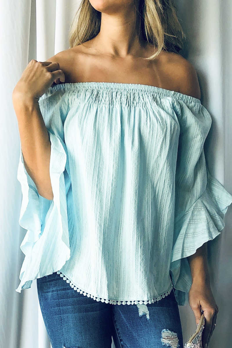 Country Sunshine Off Shoulder Top - Mint
