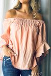Country Sunshine Off Shoulder Top - Peach