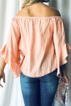Country Sunshine Off Shoulder Top - Peach
