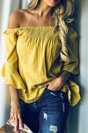 Country Sunshine Off Shoulder Top - Yellow