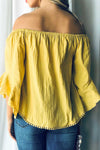 Country Sunshine Off Shoulder Top - Yellow