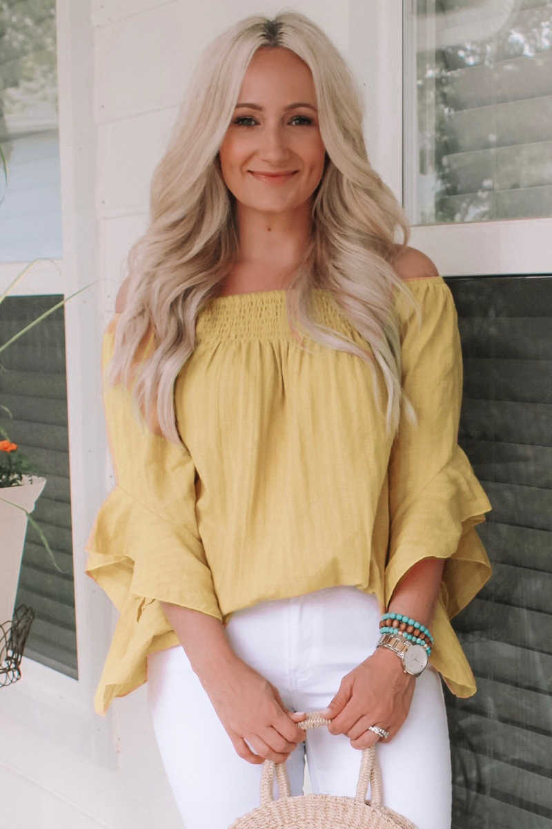 Country Sunshine Off Shoulder Top - Yellow
