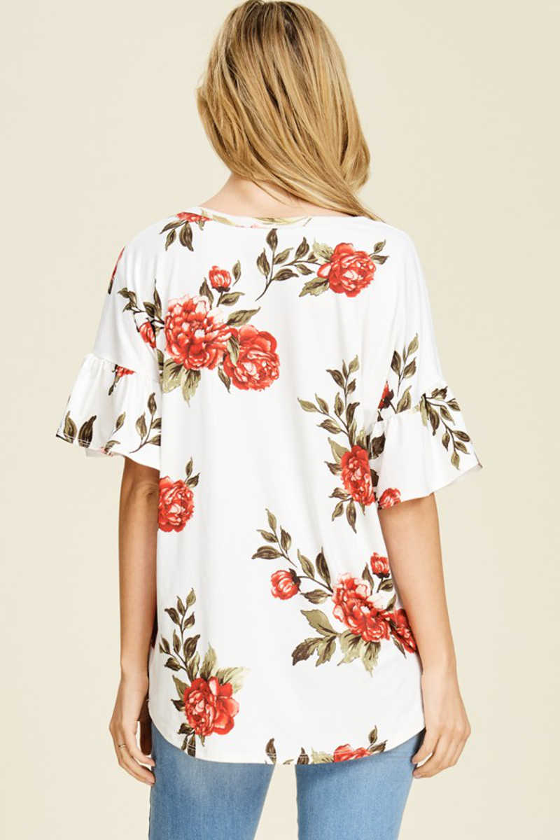 Easy Attitude - Floral Top Ivory