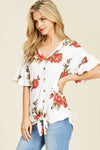 Easy Attitude - Floral Top Ivory