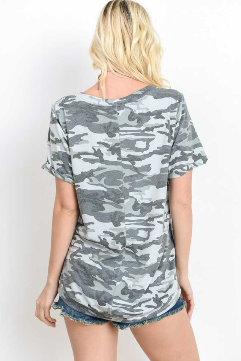 Fearlessly Free - Camo Vneck Shirt