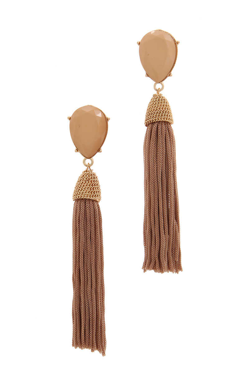 Going My Way - Tassel Drop Earrings Taupe