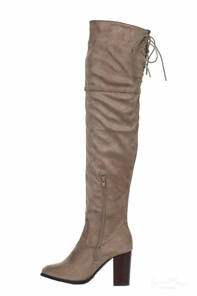 Taupe Over the Knee Boots - Gorgeous To Boot - Sweetheart Apparel