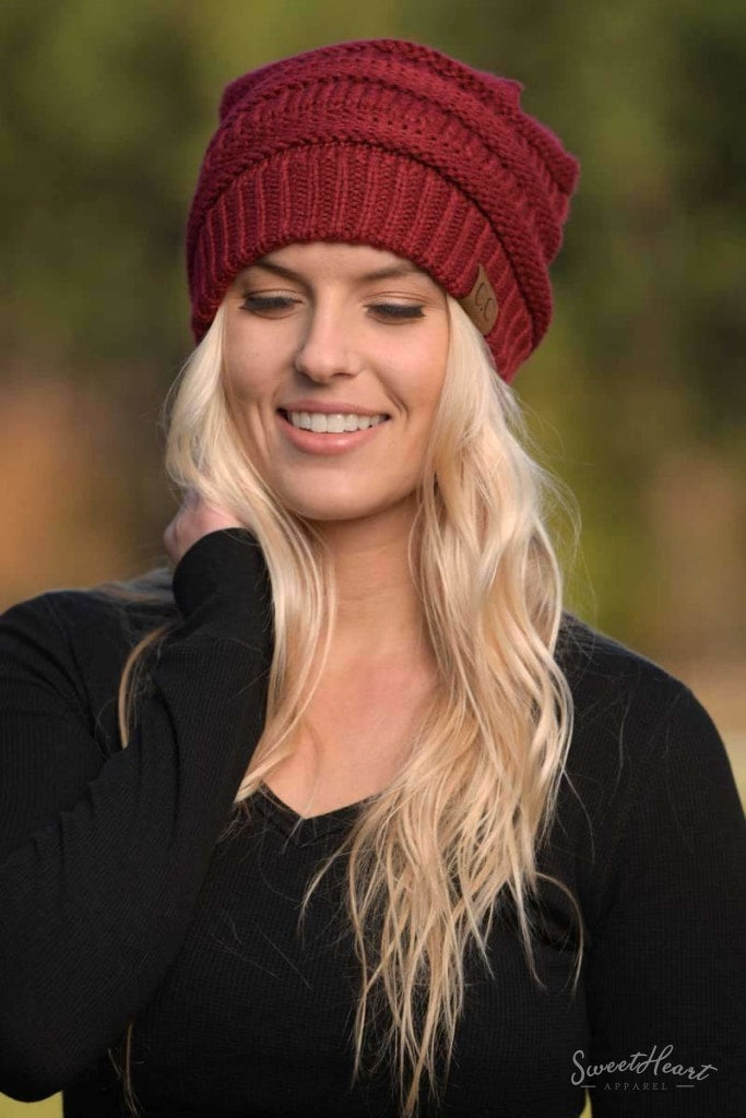 Knit Me With Your Best Shot - Solid Beanies One Size / Burgundy