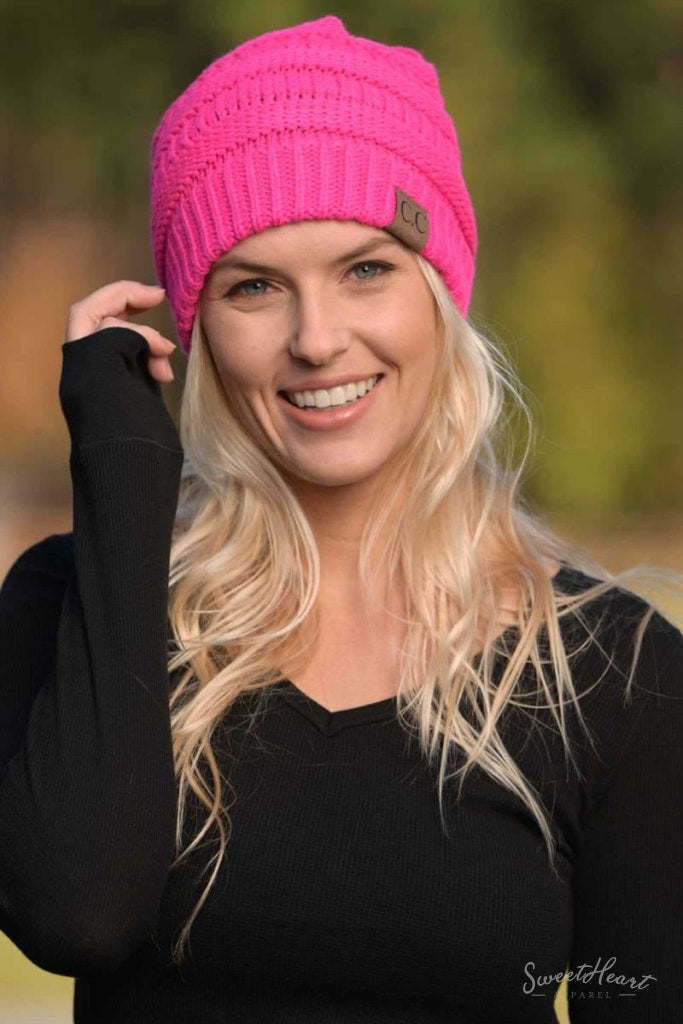Knit Me With Your Best Shot - Solid Beanies One Size / Hot Pink