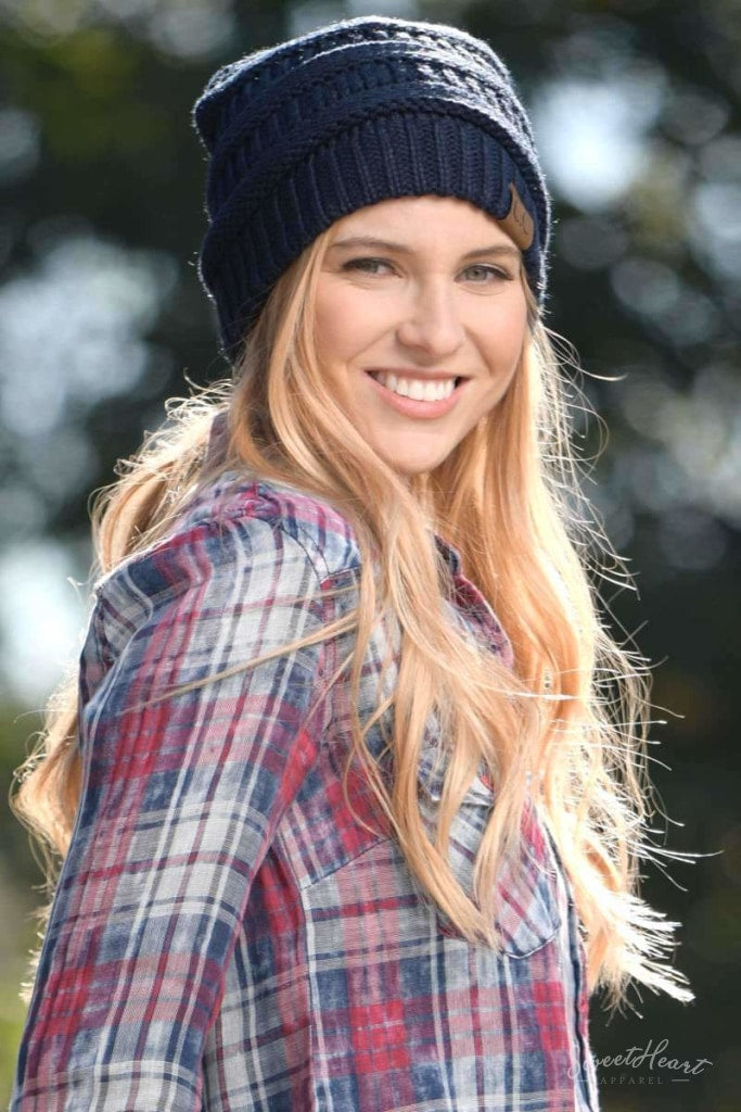 Knit Me With Your Best Shot - Solid Beanies One Size / Navy