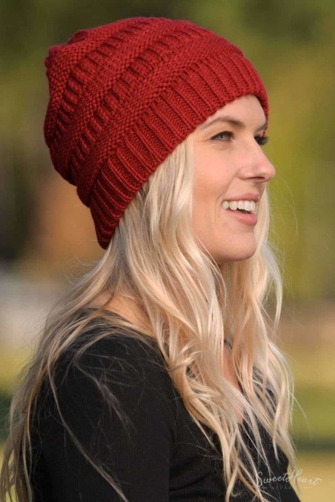 Knit Me With Your Best Shot - Solid Beanies One Size / Red