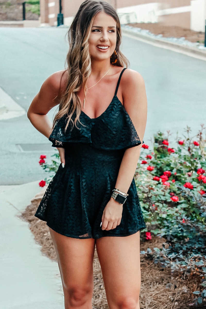 Last Word - Lace Romper Black