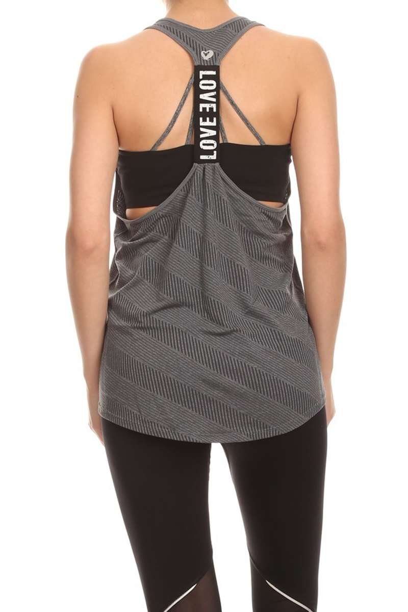 Let's Get Physical - Gray Love Racerback Tank Top