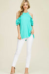 Paradise Found - Ruffle Sleeves Top Mint