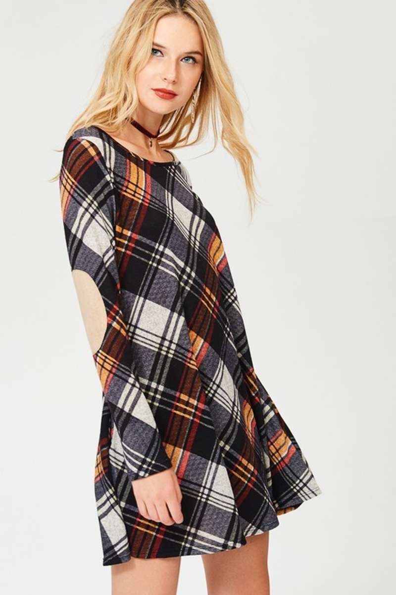 CONVERSE Grey Plaid Sweetheart Dress - L main image 0