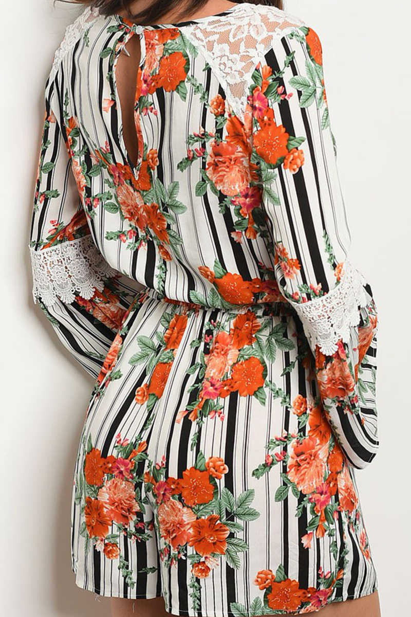 Storm the Room - Floral Romper White