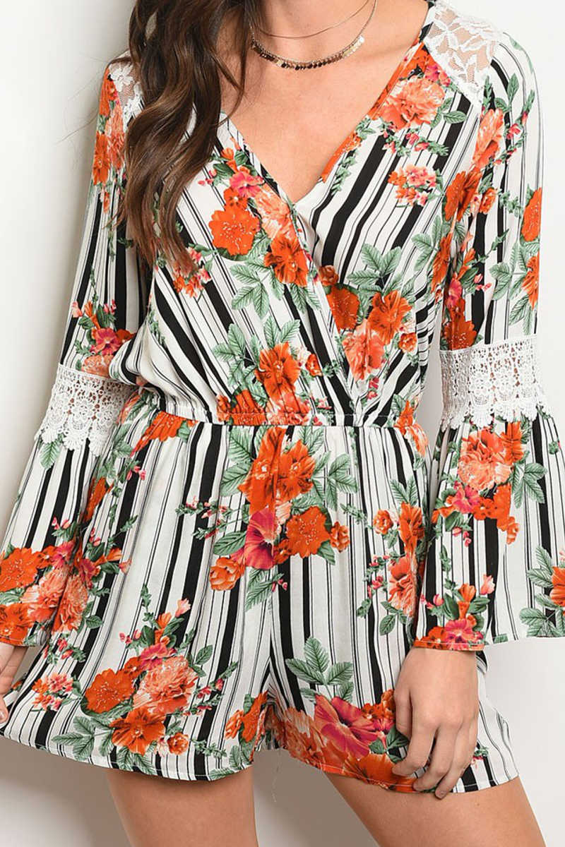 Storm the Room - Floral Romper White