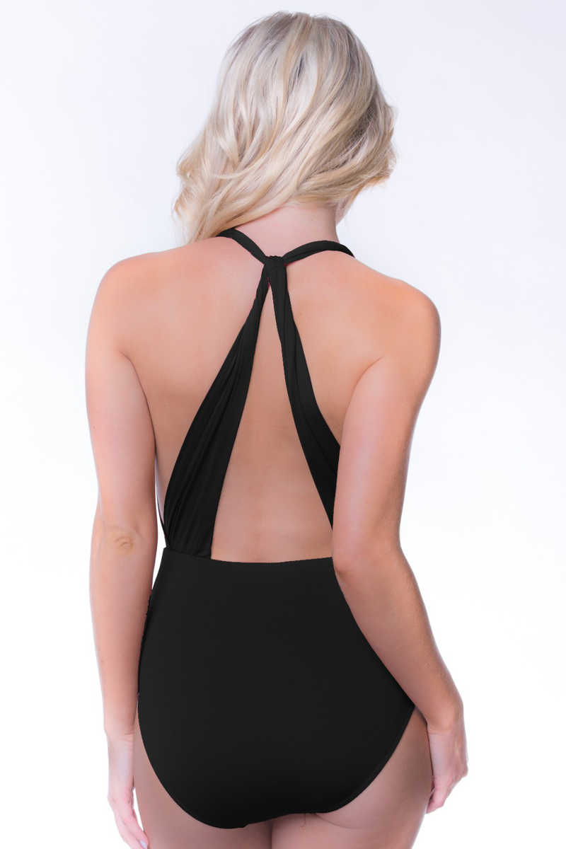Sun Aura - Halter One Piece Swimsuit Black