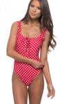 Sun Kisses Swimsuit - Polka Dot One Piece in Red