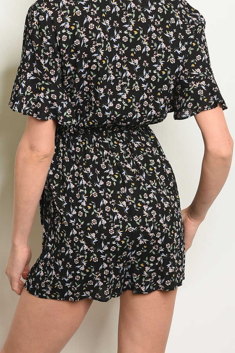 Tailored Sweet - Floral Romper Black