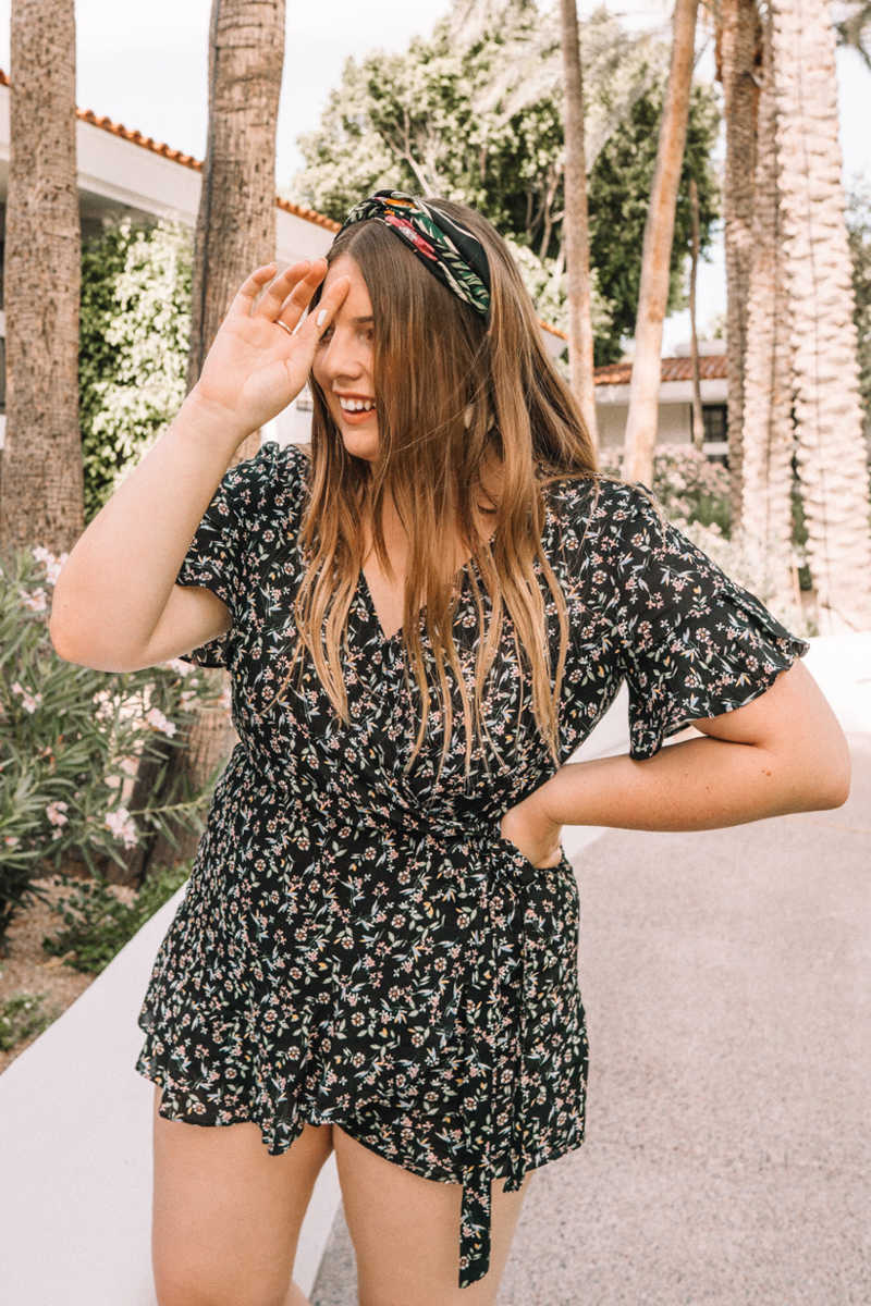 Tailored Sweet - Floral Romper Black