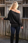 Tried N True - Off Shoulder Dolman Sweater Black
