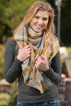 Warm Embrace Blanket Scarf - Beige & Mustard Scarves