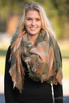 Warm Embrace Blanket Scarf - Olive & Rust