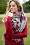 Warm Embrace Blanket Scarf - Slate & Burgundy