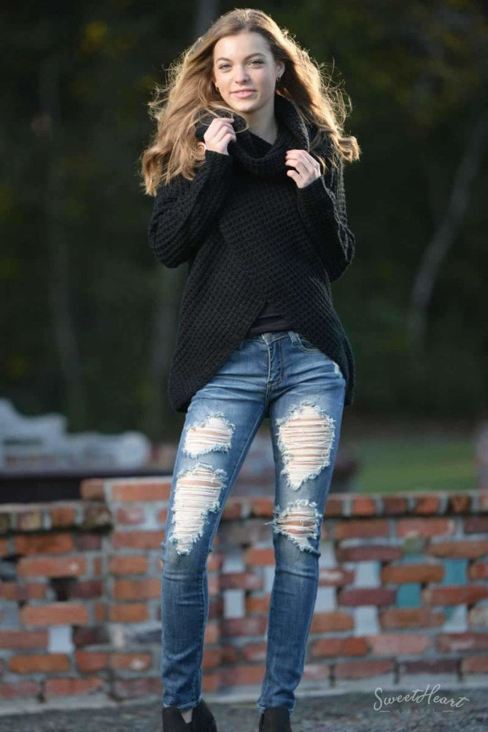 Wrap Me In Love Sweater - Black