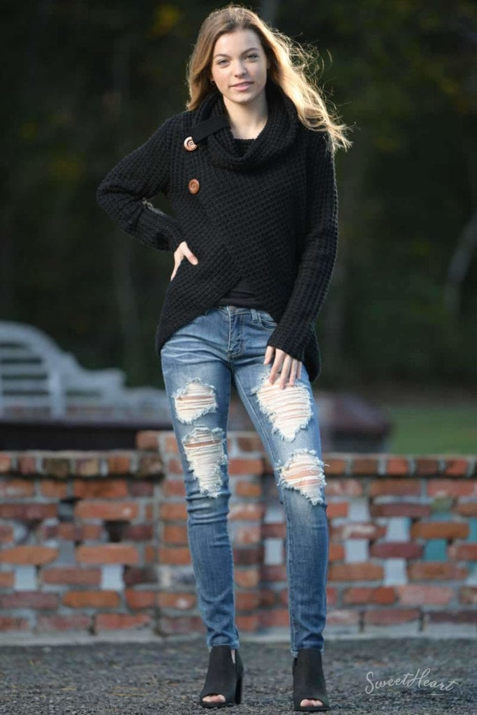 Wrap Me In Love Sweater - Black