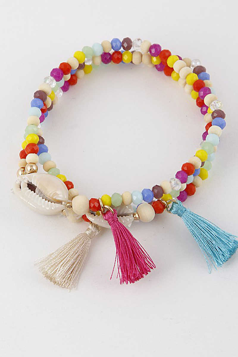 Wrist Kandi - Seashell Beaded Bracelet